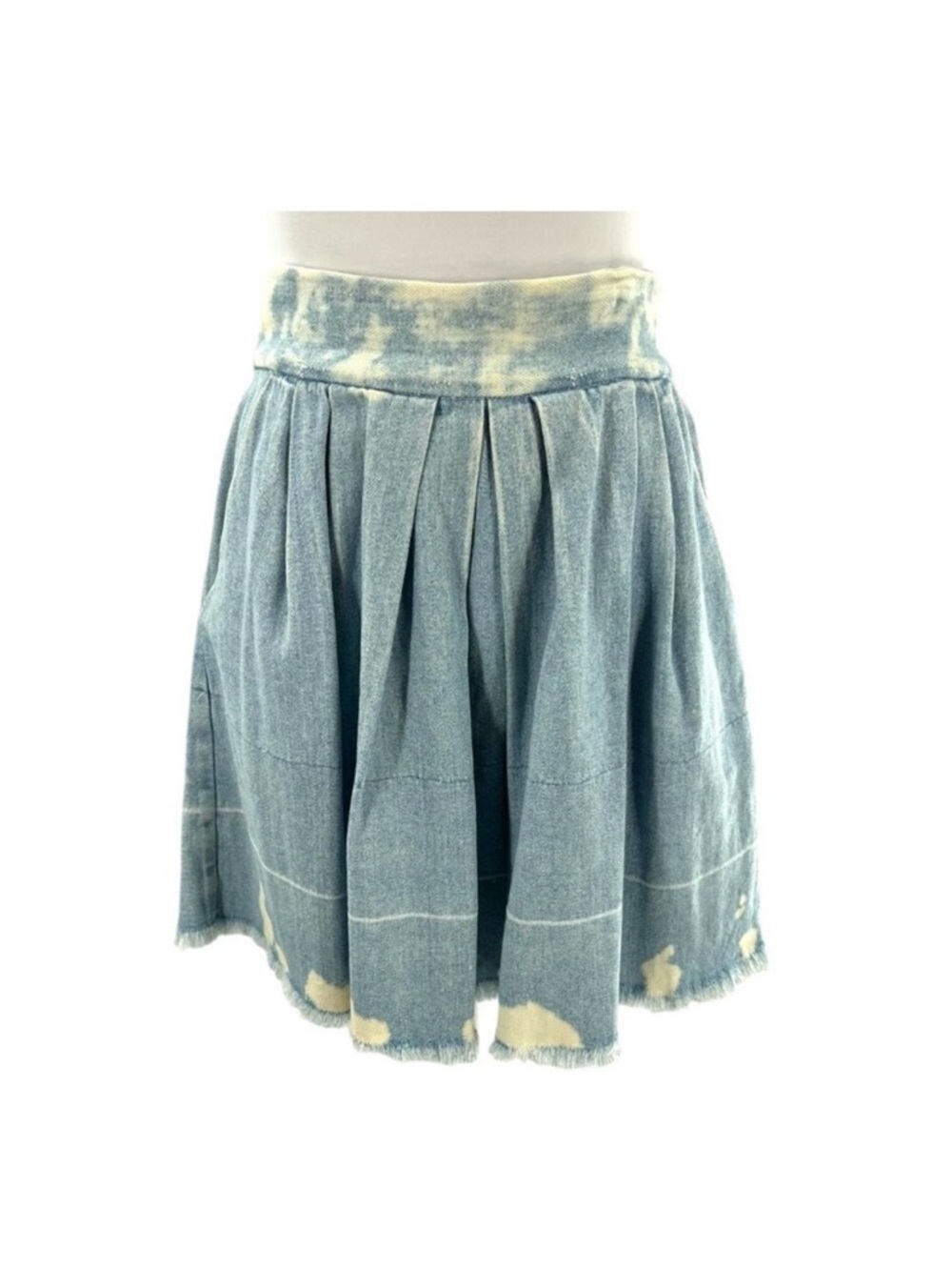 Rachel Comey Light Blue & Cream Tie-Dye Pleated Skirt